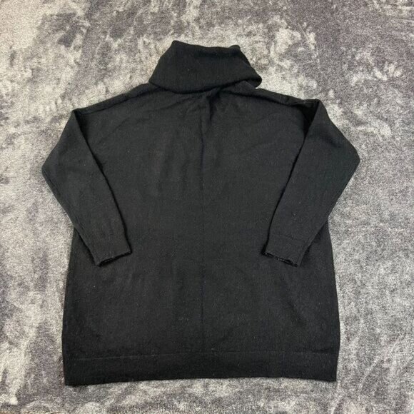 Garnet Hill Oversized 100% Cashmere Turtleneck Sweater Front Pocket Women's M - Picture 8 of 11